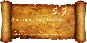 Springer Fábián névjegykártya